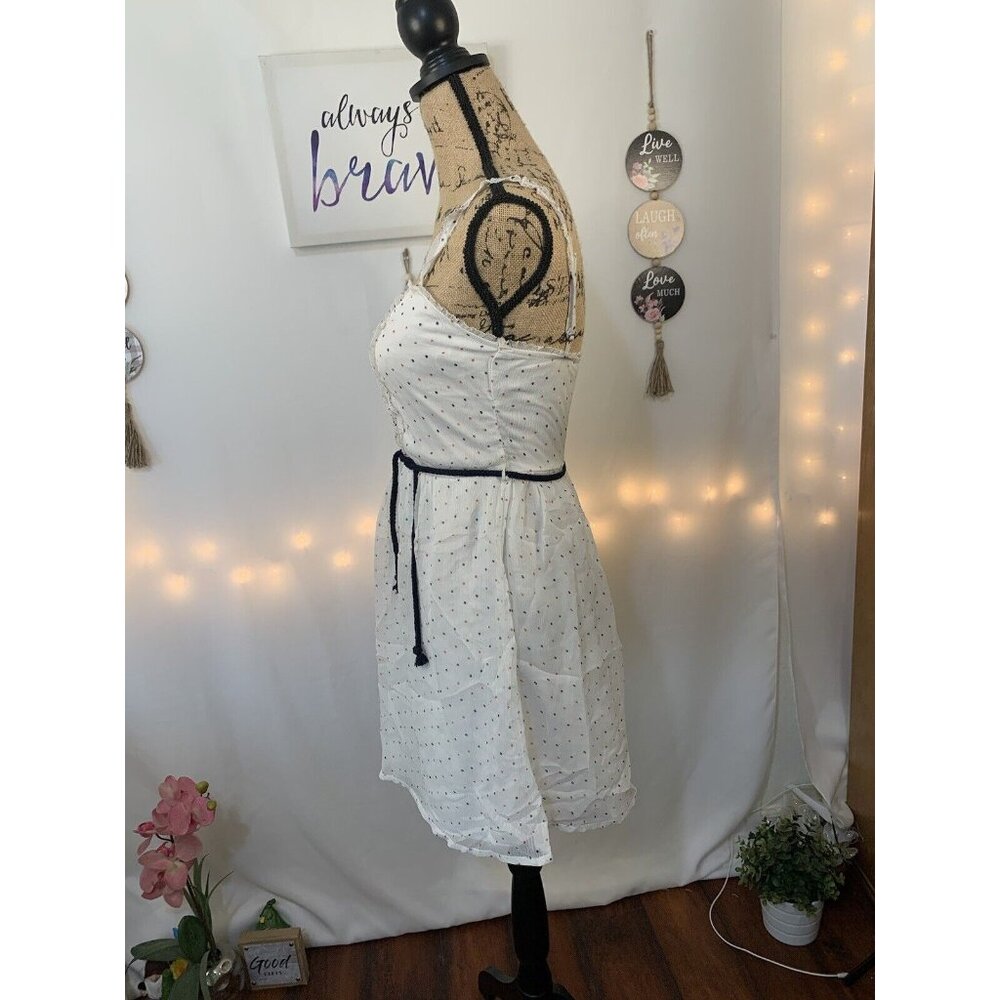 (E-147)ZARA Trafaluc White Polka Dot Dress Women Size S‎ Sleeveless Summer Lined - Picture 5 of 9